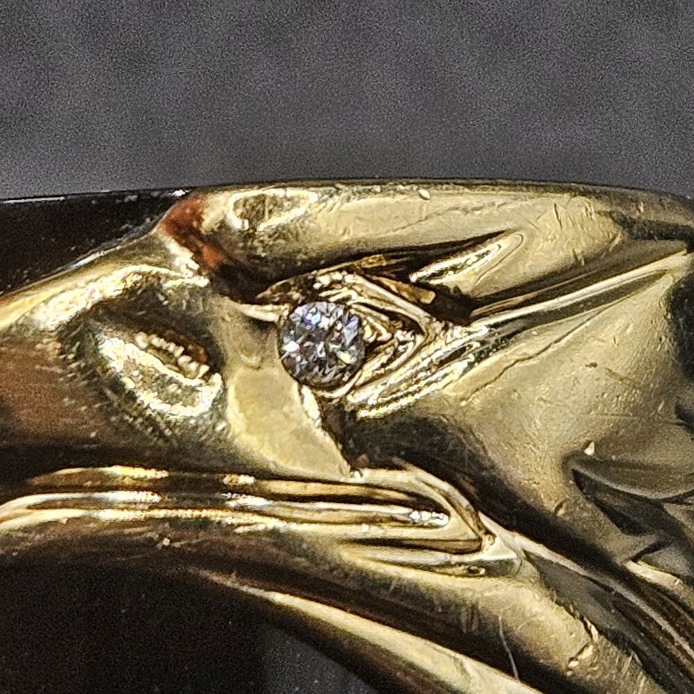 Vintage Franklin Mint Bill Blass 10K Gold Eagle Ring Diamond Accent Size 15 9.8g